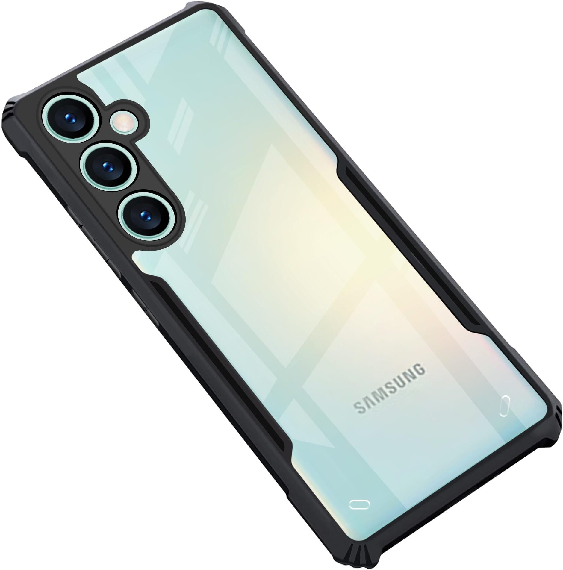VAKIBO Super Premium Black Border Transparent Case With Corner Protection & Camera Protection Suitable for Samsung C55 5G