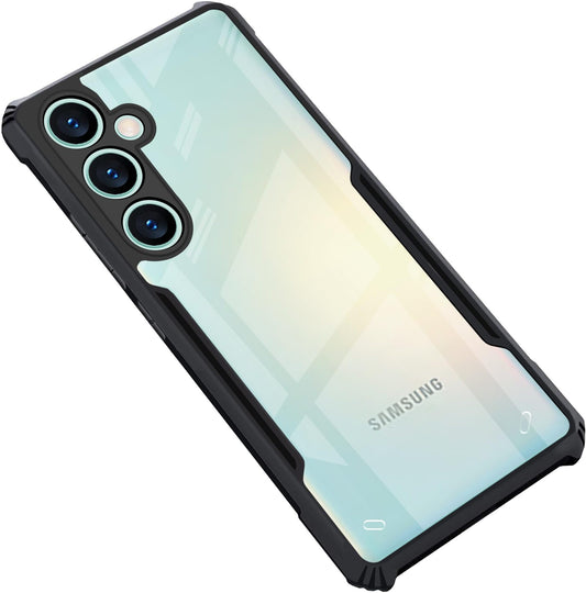 VAKIBO Super Premium Black Border Transparent Case With Corner Protection & Camera Protection Suitable for Samsung M55s