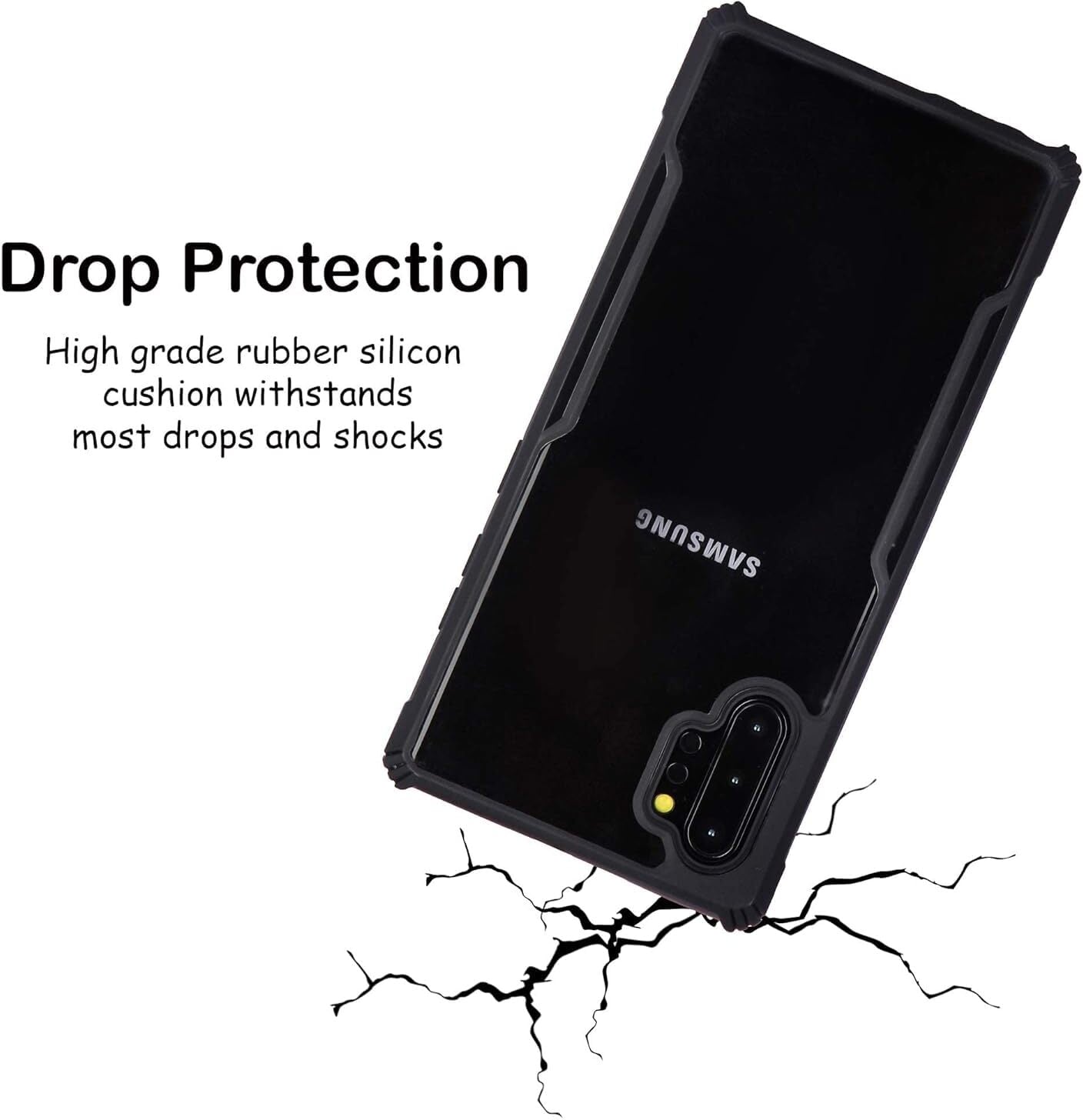 VAKIBO Super Premium Black Border Transparent Case With Corner Protection & Camera Protection Suitable for Samsung Note 10 Plus