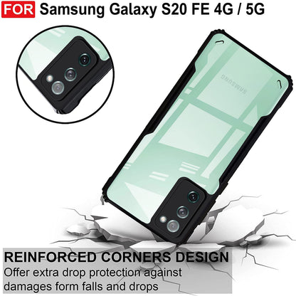 VAKIBO Best Selling Black and Transparent Back Cover Case Made With Soft TPU and Acrylic With 4 Corner and Camera Protection Suitable for Samsung Galaxy S20 FE