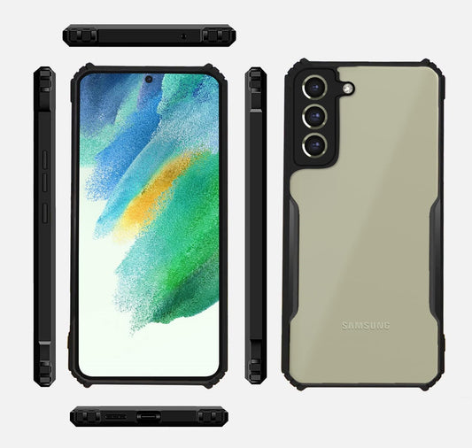 VAKIBO Best Selling Black and Transparent Back Cover Case Made With Soft TPU and Acrylic With 4 Corner and Camera Protection Suitable for Samsung Galaxy S21 Plus