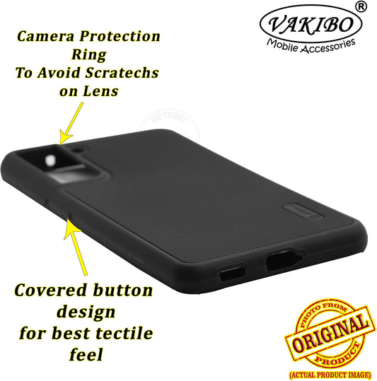 VAKIBO Niukin Dotted Design Black Coloured Soft TPU Rubber Back Cover Case With Camera Protection Ring Suitable for Samsung Galaxy S22