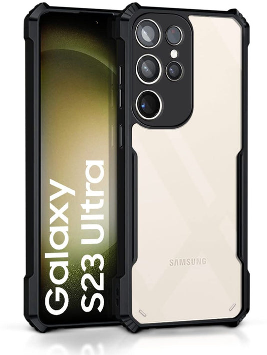 VAKIBO Best Selling Black and Transparent Back Cover Case Made With Soft TPU and Acrylic With 4 Corner and Camera Protection Suitable for Samsung Galaxy S23 Ultra