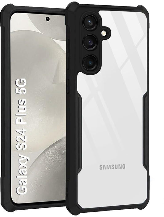 VAKIBO Best Selling Black and Transparent Back Cover Case Made With Soft TPU and Acrylic With 4 Corner and Camera Protection Suitable for Samsung Galaxy S24 Plus