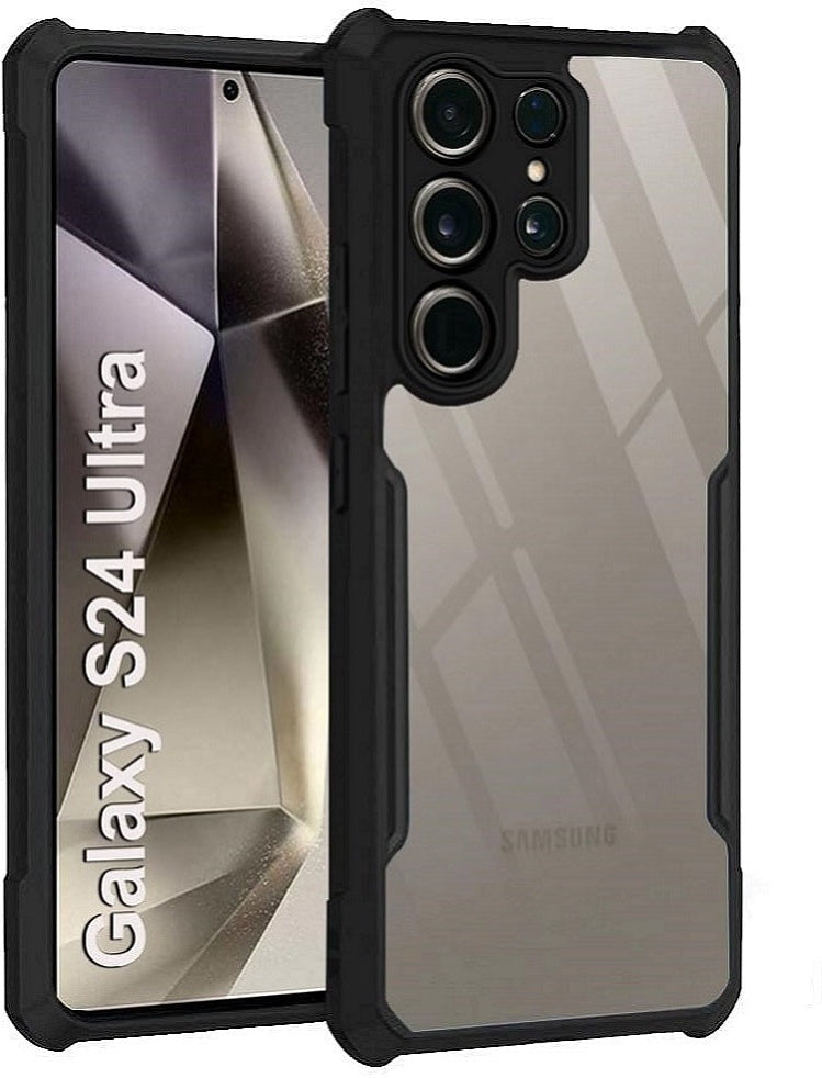 VAKIBO Super Premium Black Border Transparent Case With Corner Protection & Camera Protection Suitable for Samsung S24 Ultra