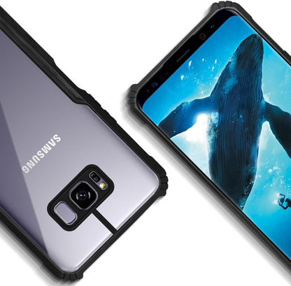 VAKIBO Super Premium Black Border Transparent Case With Corner Protection & Camera Protection Suitable for Samsung S8