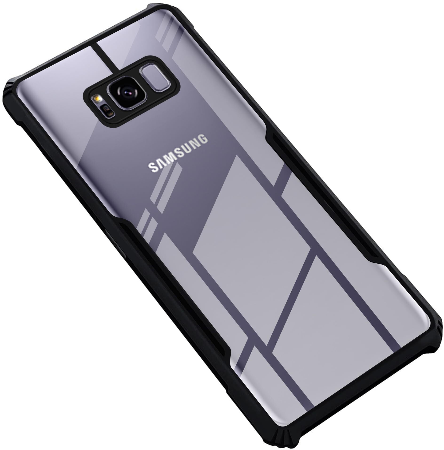 VAKIBO Super Premium Black Border Transparent Case With Corner Protection & Camera Protection Suitable for Samsung S8 Plus