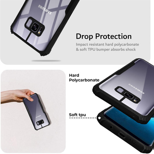 VAKIBO Super Premium Black Border Transparent Case With Corner Protection & Camera Protection Suitable for Samsung S8