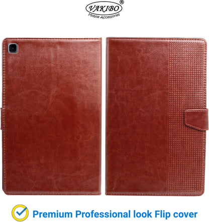 VAKIBO Premium Dotted Design Brown Coloured Synthatic Leather Flip Cover Case Suitable for Samsung Galaxy TAB A T295 2019 8 Screen Size