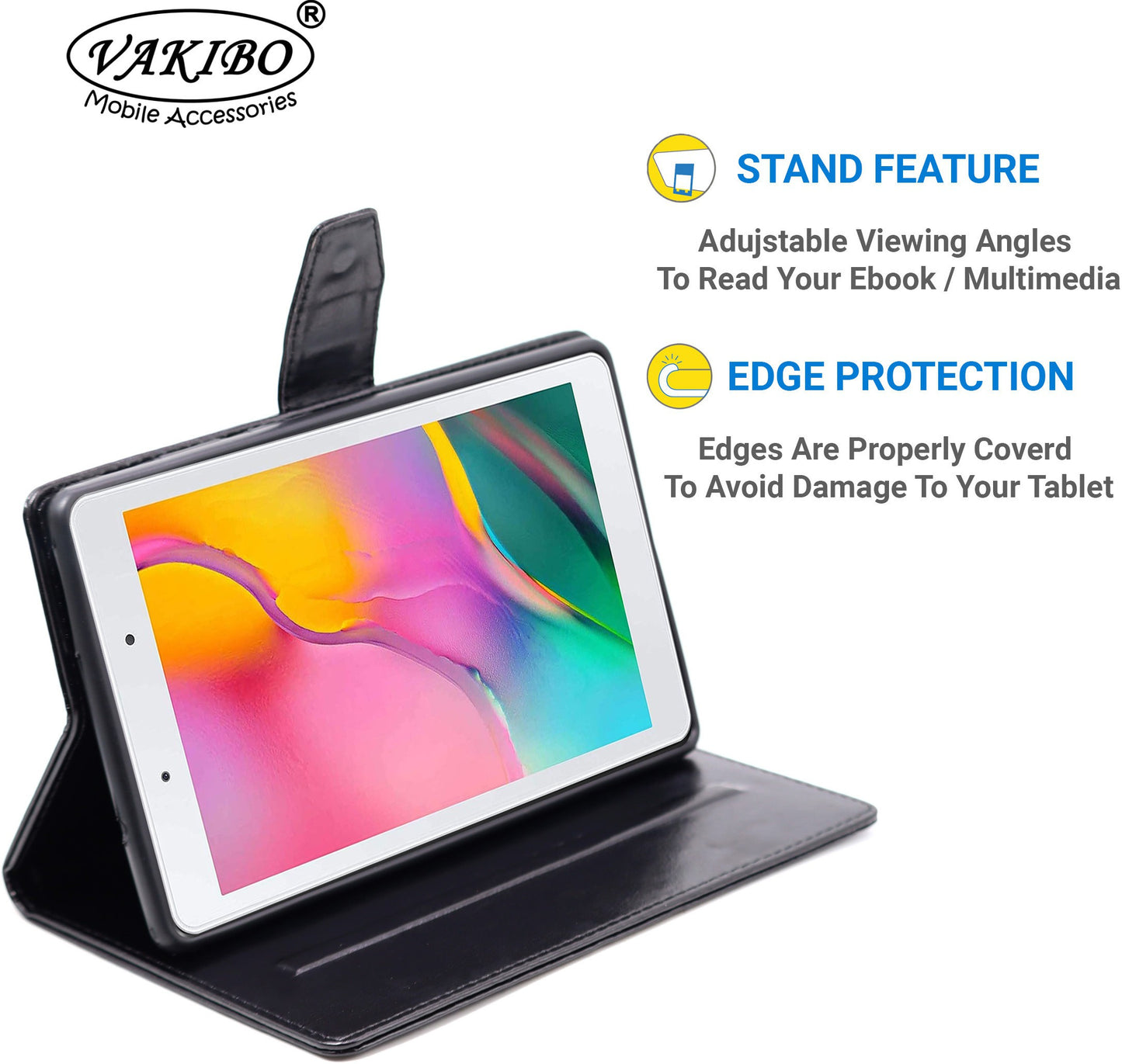 VAKIBO Premium Dotted Design Brown Coloured Synthatic Leather Flip Cover Case Suitable for Samsung Galaxy TAB A T295 2019 8 Screen Size