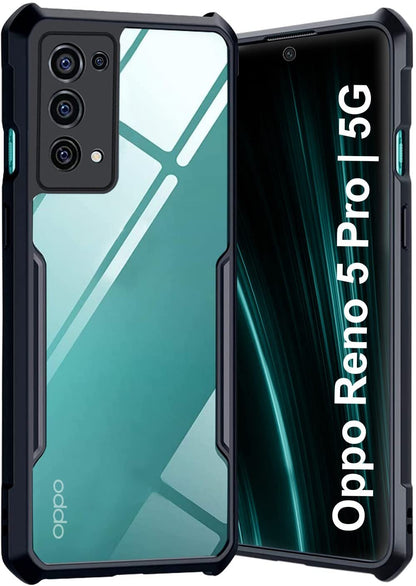 VAKIBO Super Premium Black Border Transparent Case With Corner Protection & Camera Protection Suitable for Oppo Reno 5 Pro