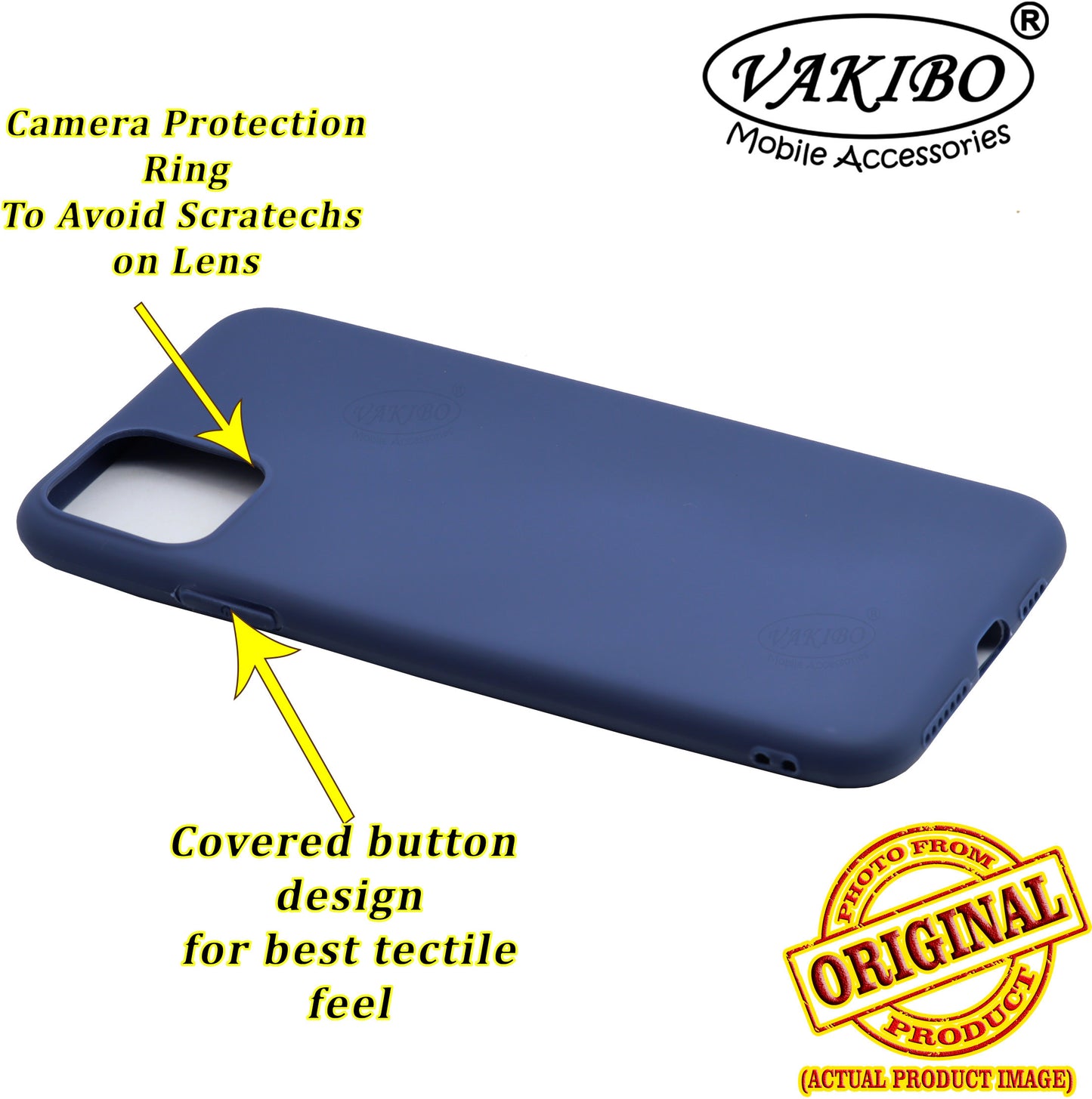 VAKIBO 1.2 MM Thick Blue Coloured Soft TPU Rubber Back Cover Case With Camera Protection Ring Suitable for Apple iPhone 11 Pro Max