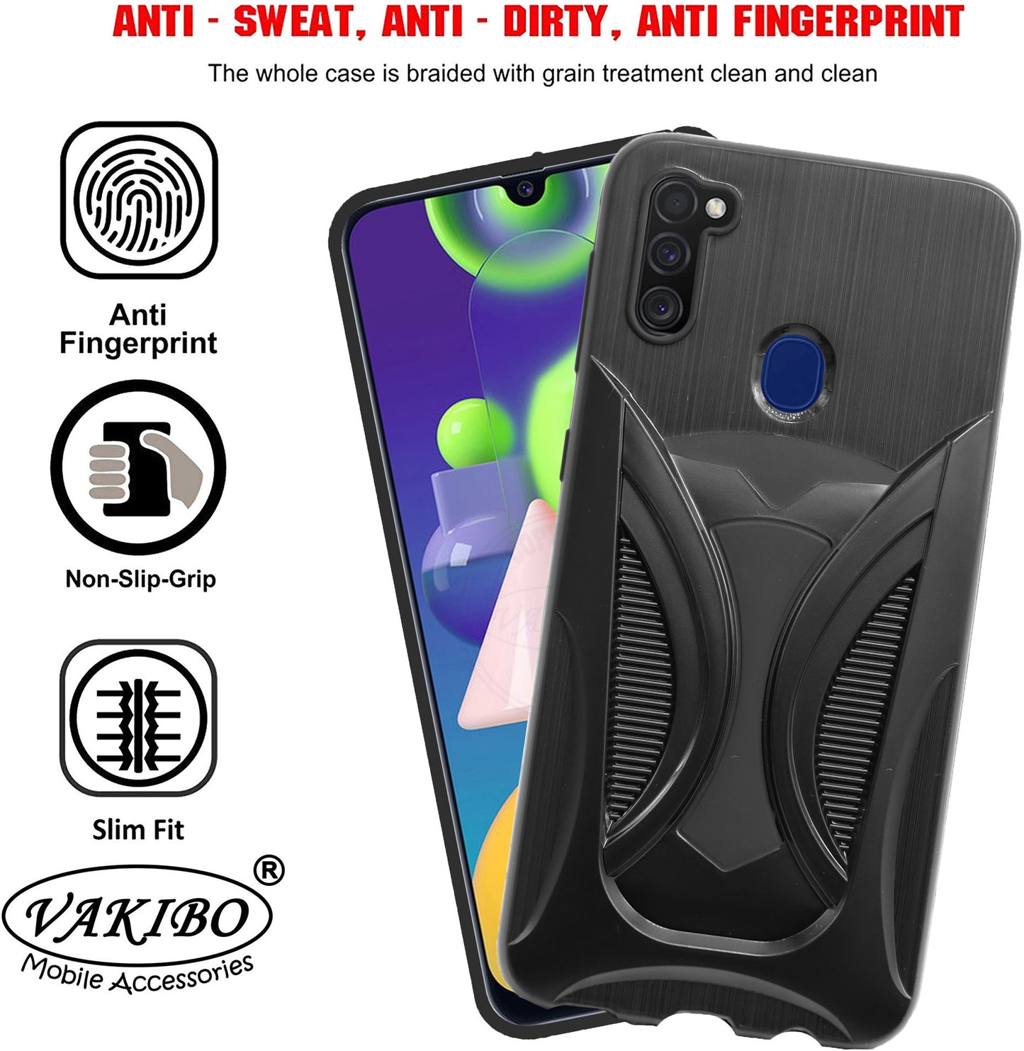 VAKIBO 3D Designer Black Coloured Soft TPU  Back Cover Case Suitable for Samsung Galaxy M21 5G