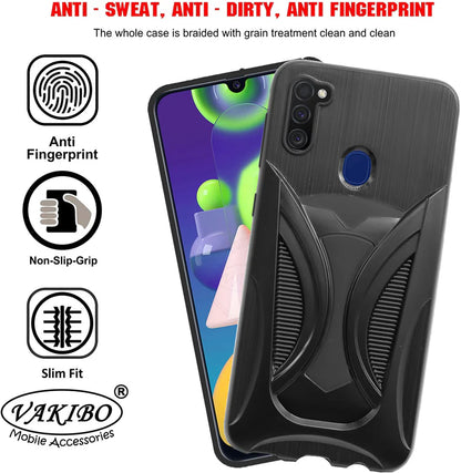 VAKIBO 3D Designer Black Coloured Soft TPU Back Cover Case Suitable for Samsung Galaxy M21 2021