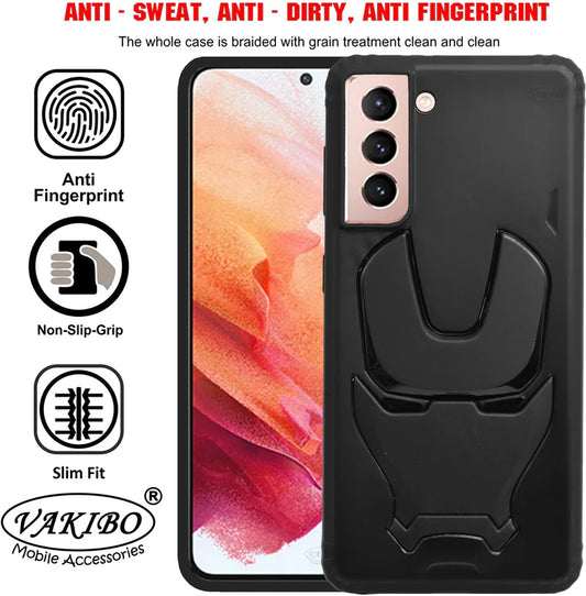 VAKIBO Iron Man 3D Mask Design Black Coloured Soft TPU Back Cover Case With Camera Protection Ring Suitable for Samsung Galaxy S30