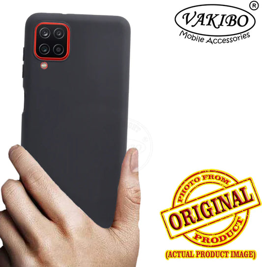 VAKIBO 1.2 MM Thick Black Coloured Soft TPU Rubber Back Cover Case With Camera Protection Ring Suitable for Samsung Galaxy M12