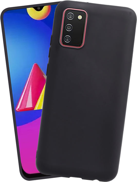 VAKIBO 1.2 MM Thick Black Coloured Soft TPU Rubber Back Cover Case With Camera Protection Ring Suitable for Samsung Galaxy M02s