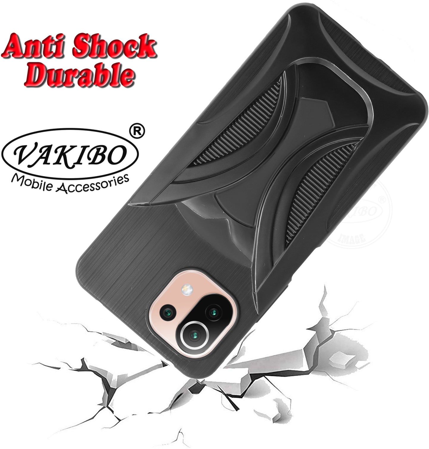 VAKIBO 3D Designer Black Coloured Soft TPU Back Cover Case Suitable for Mi 11 Lite