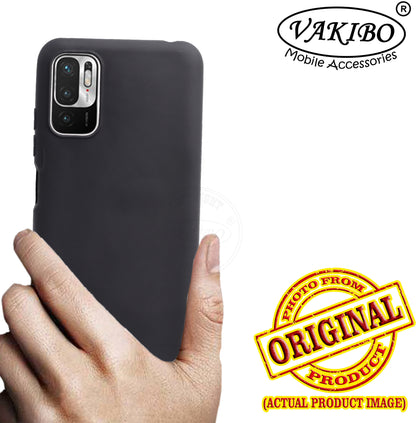 VAKIBO 1.2 MM Thick Black Coloured Soft TPU Rubber Back Cover Case With Camera Protection Ring Suitable for Mi Redmi Note 10T 5G
