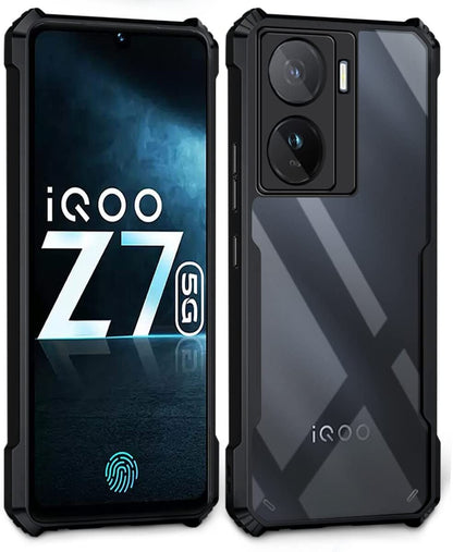 VAKIBO Super Premium Black Border Transparent Case With Corner Protection & Camera Protection Suitable for iQOO Z7 5G