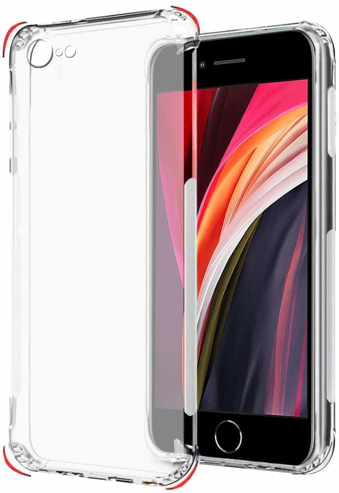 VAKIBO Super Premium Soft TPU Transparent Case With Dustplug,Side Grip,Corner Protection,lanyard Cuts,Camera Protection Suitable for iPhone SE 2020