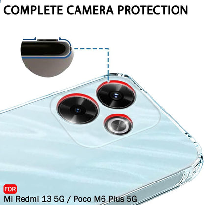 VAKIBO Premium Clear 1.5MM Thick Transparent Soft TPU Rubber Back Cover Case With Camera Protection Suitable for Redmi 13 5G