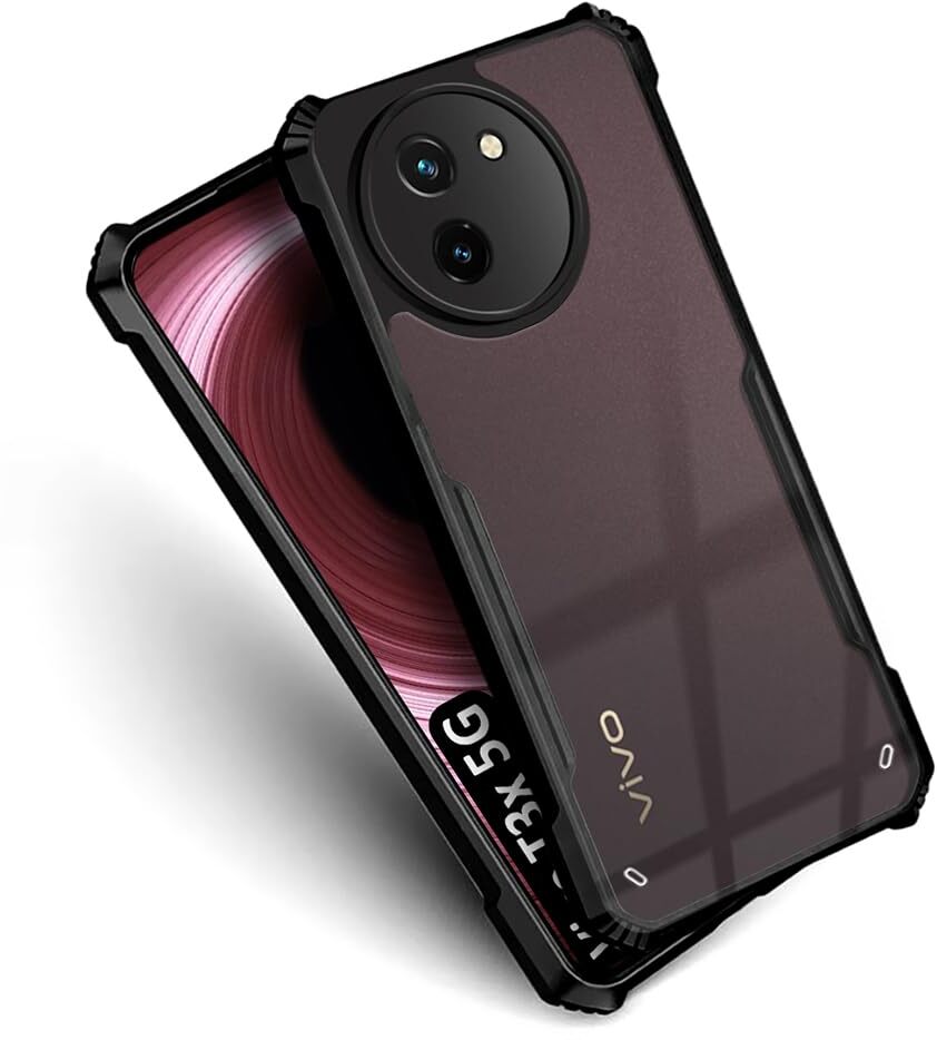 VAKIBO Super Premium Black Border Transparent Case With Corner Protection & Camera Protection Suitable for Vivo T3X