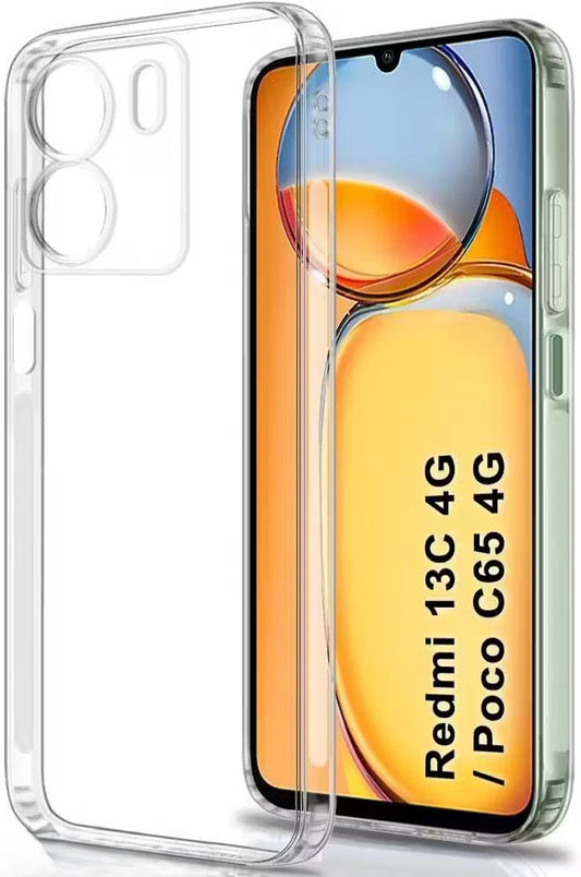 VAKIBO Premium Clear 1.5MM Thick Transparent Soft TPU Rubber Back Cover Case With Camera Protection Suitable for Mi Poco C65 4G