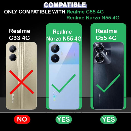 VAKIBO Premium Clear 2MM Thick Transparent Soft TPU Rubber Back Cover Case With Camera Protection Suitable for Realme C55