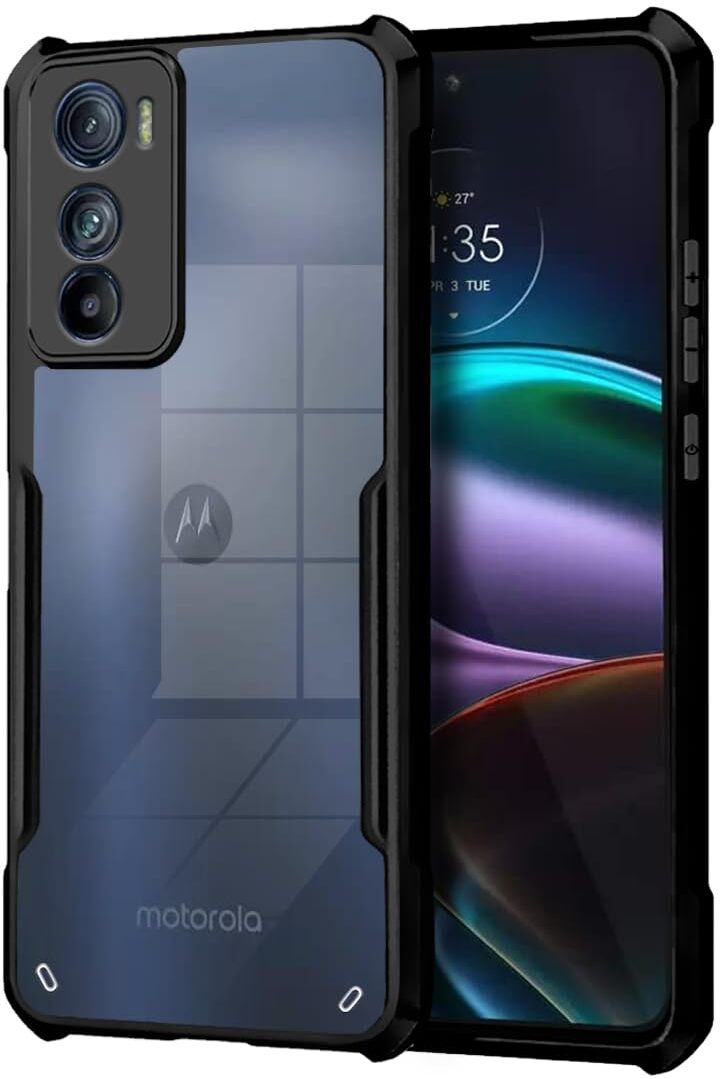 VAKIBO Super Premium Black Border Transparent Case With Corner Protection & Camera Protection Suitable for Moto Edge 30