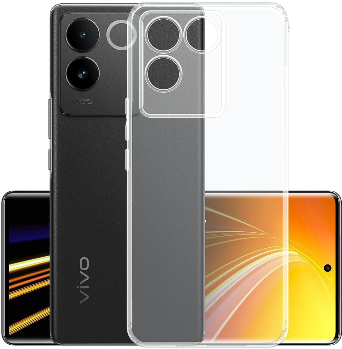 VAKIBO Premium Clear 1.5MM Thick Transparent Soft TPU Rubber Back Cover Case With Camera Protection Suitable for Vivo T2 Pro 5G