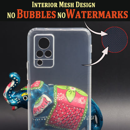 VAKIBO Super Premium Soft TPU Transparent Case With Dustplug,Side Grip,Corner Protection,lanyard Cuts,Camera Protection Suitable for Vivo V21