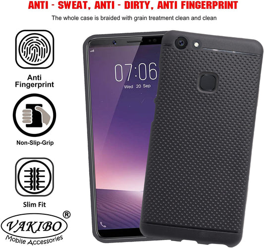 VAKIBO Dotted Design Black Coloured Soft TPU Back Cover Case Suitable for Vivo V7 Plus