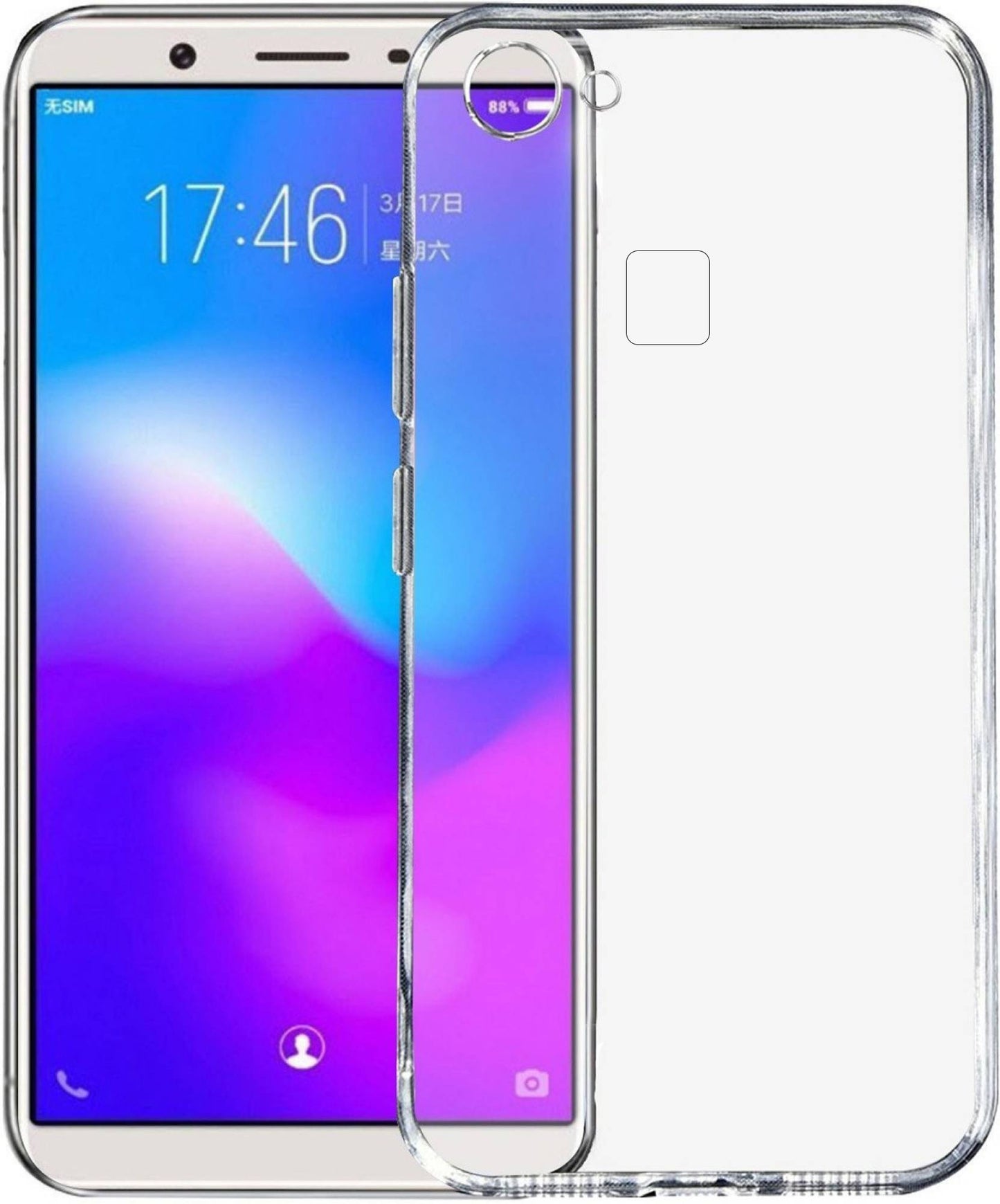 VAKIBO Super Premium Soft TPU Transparent Case With Dustplug,Side Grip,Corner Protection,lanyard Cuts,Camera Protection Suitable for Vivo V7 Plus