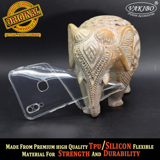 VAKIBO Super Premium Soft TPU Transparent Case With Dustplug,Side Grip,Corner Protection,lanyard Cuts,Camera Protection Suitable for Vivo V9