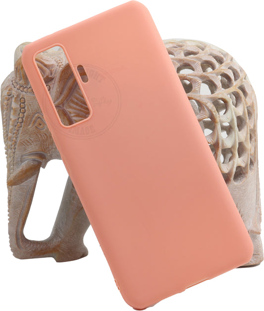 VAKIBO 1.2 MM Thick Peach Coloured Soft TPU Rubber Back Cover Case With Camera Protection Ring Suitable for Vivo X50