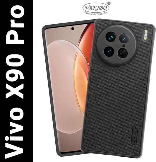 VAKIBO Niukin Dotted Design Black Coloured Soft TPU Rubber Back Cover Case With Camera Protection Ring Suitable for Vivo X90 Pro