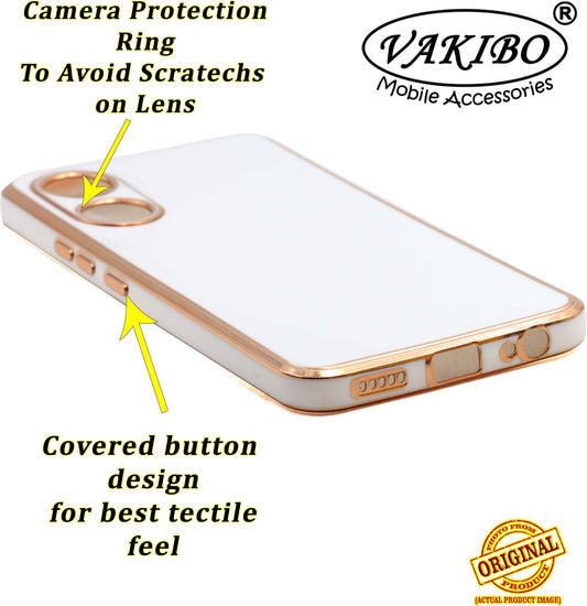 VAKIBO Golden Chrome Border White Coloured Soft TPU Back Cover Case With Camera Protection Suitable for Vivo Y02S