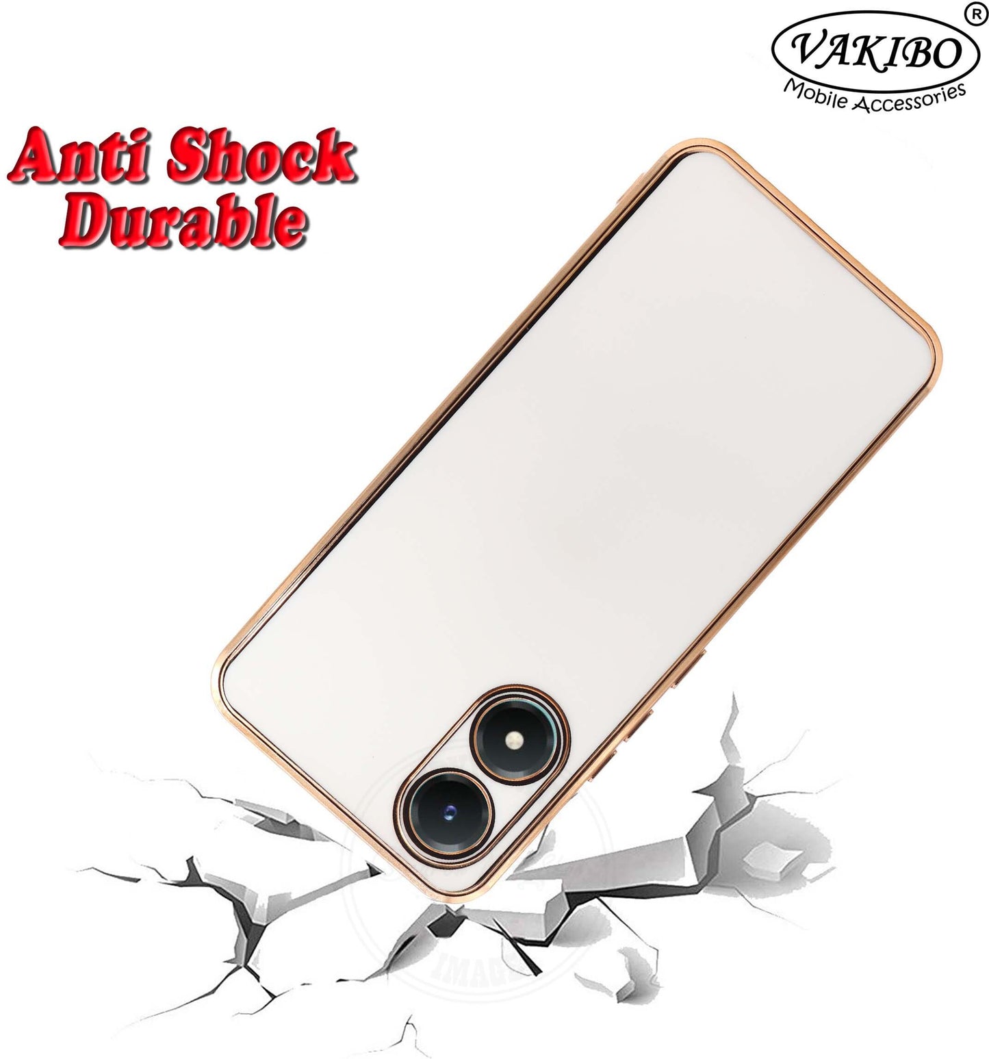 VAKIBO Golden Chrome Border White Coloured Soft TPU Back Cover Case With Camera Protection Suitable for Vivo Y02S