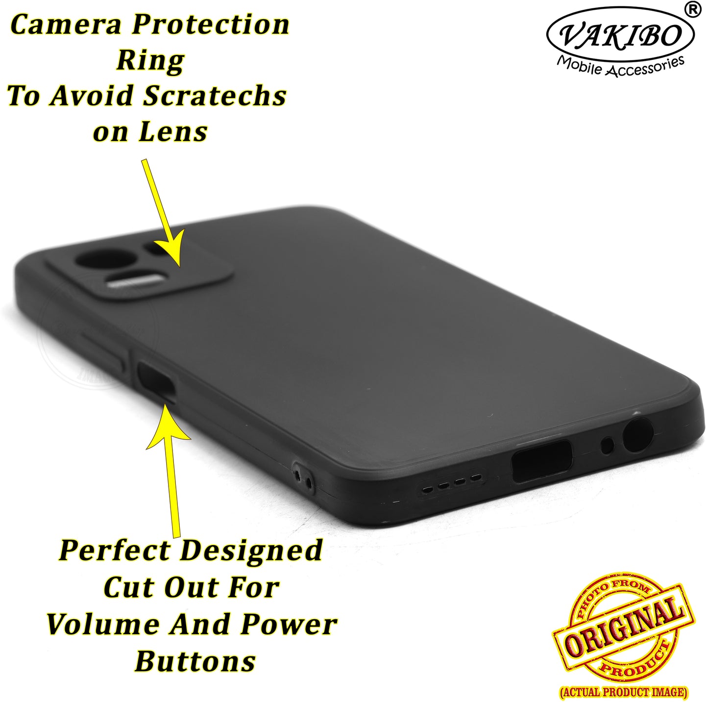 VAKIBO Matte 1.5 MM Thick With Camera Protection Black Coloured Soft TPU Rubber Back Cover Case Suitable for Vivo Y15S