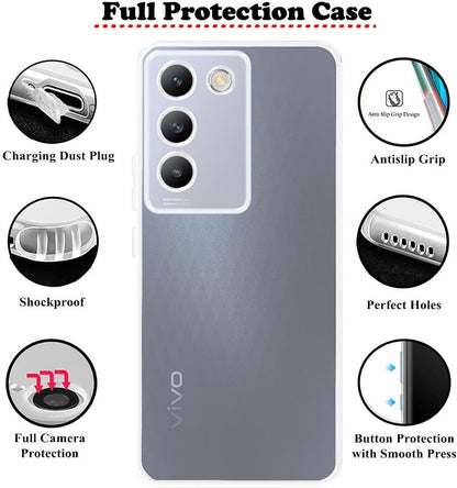 VAKIBO Premium Clear 1.5MM Thick Transparent Soft TPU Rubber Back Cover Case With Camera Protection Suitable for Vivo Y200 5G