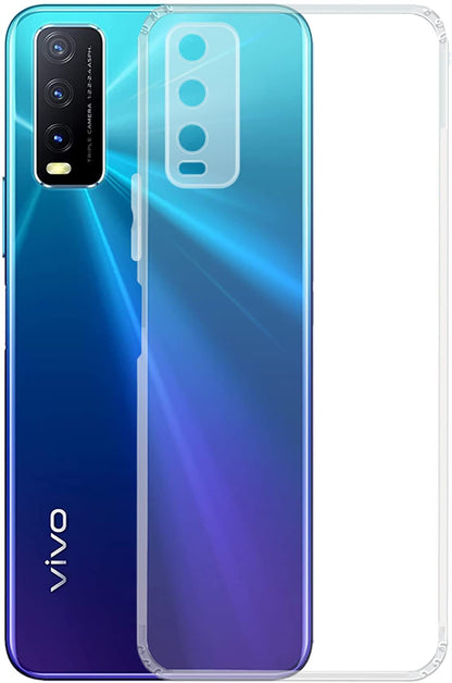 VAKIBO Super Premium Soft TPU Transparent Case With Dustplug,Side Grip,Corner Protection,lanyard Cuts,Camera Protection Suitable for Vivo Y12s