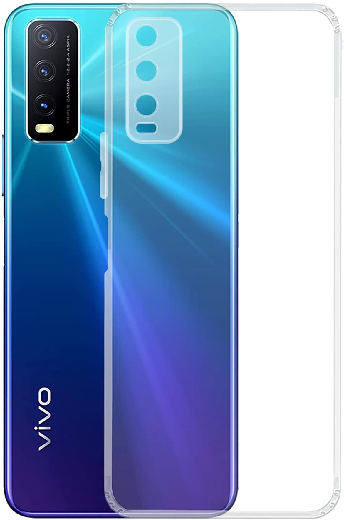VAKIBO Super Premium Soft TPU Transparent Case With Dustplug,Side Grip,Corner Protection,lanyard Cuts,Camera Protection Suitable for Vivo Y20G 2021