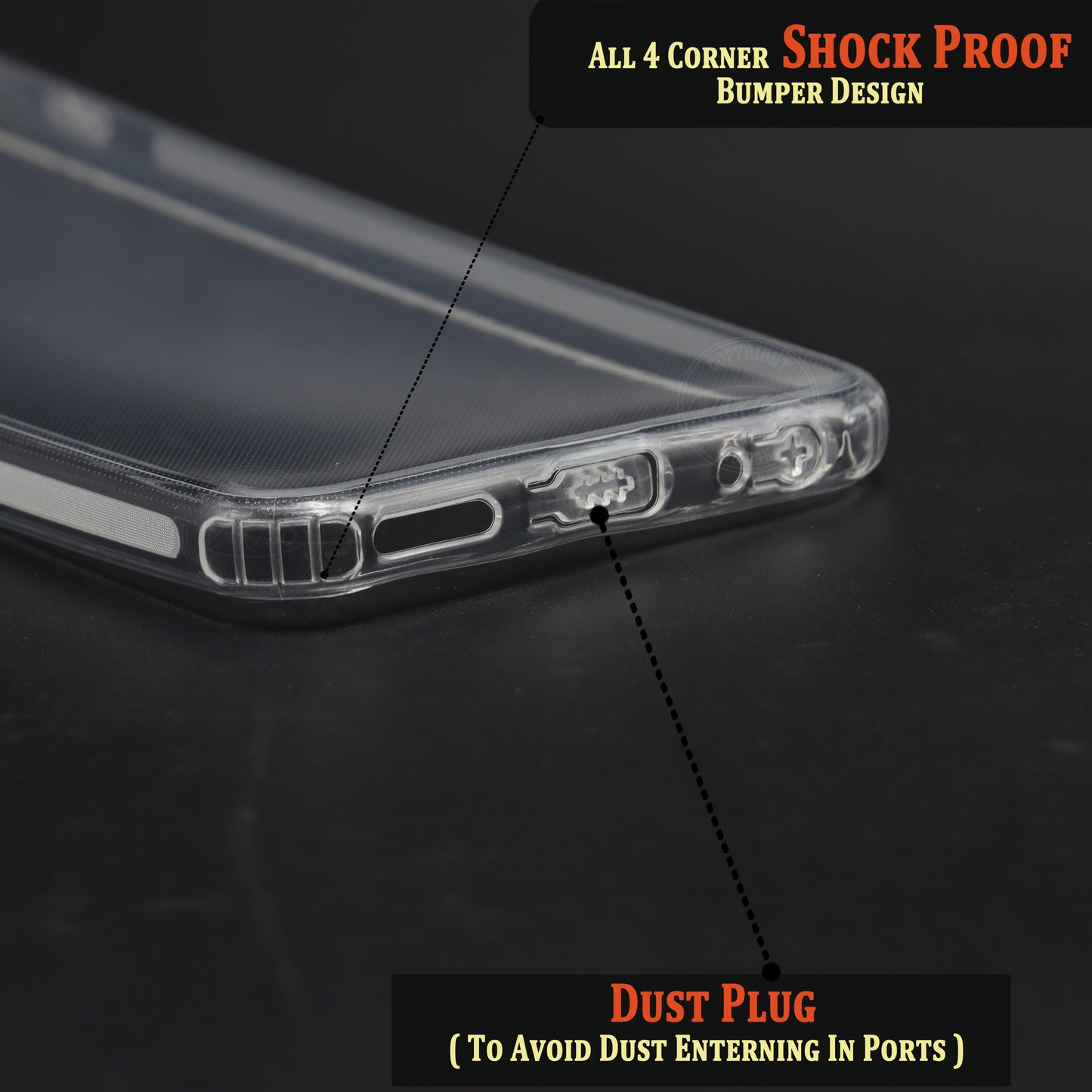 VAKIBO Super Premium Soft TPU Transparent Case With Dustplug,Side Grip,Corner Protection,lanyard Cuts,Camera Protection Suitable for Vivo Y21T