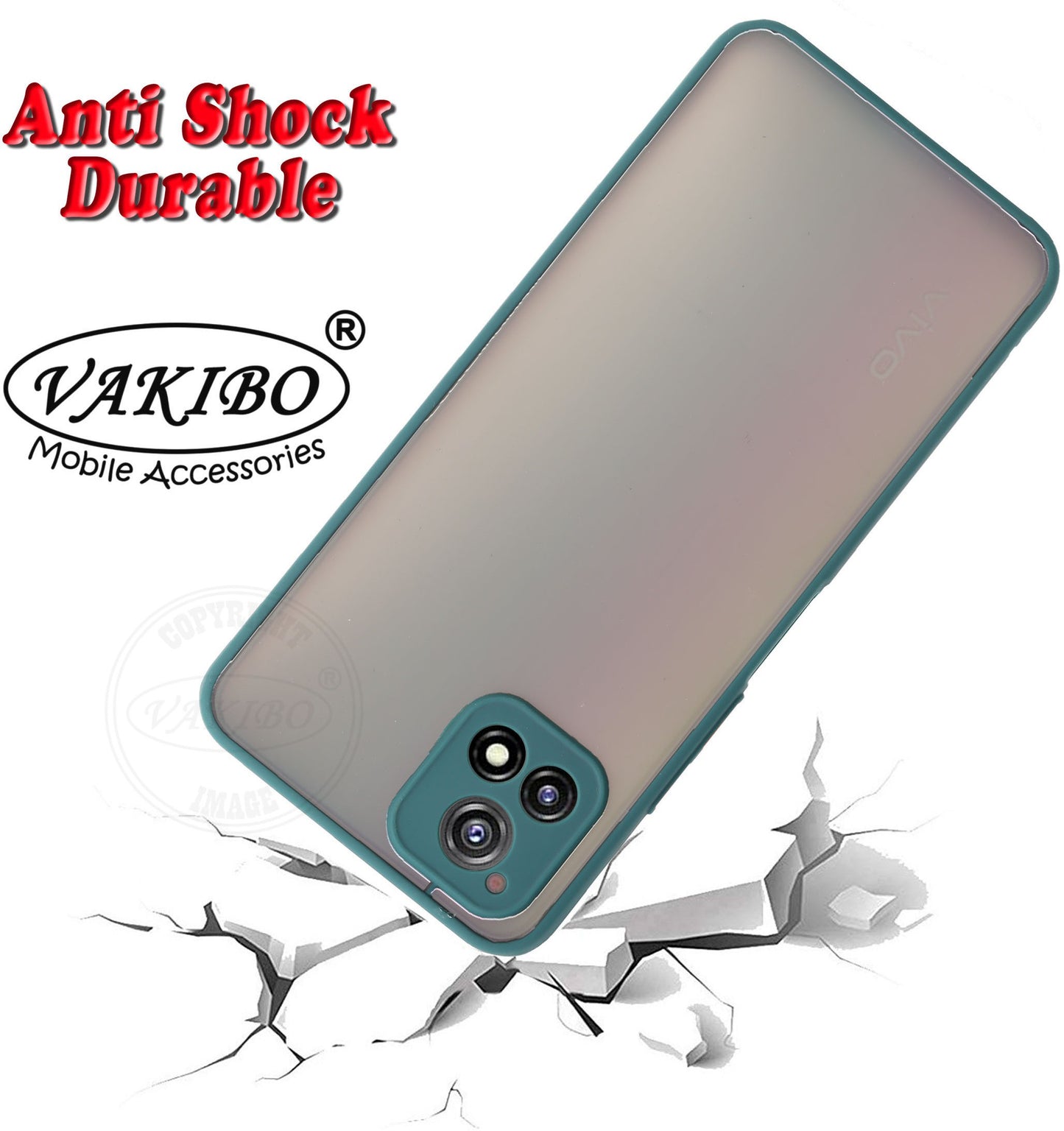 VAKIBO Smoke Design With Camera Protection Green Coloured Soft Sides and Hard Back Back Cover Case Suitable for Vivo Y52s