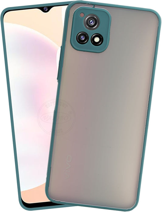 VAKIBO Smoke Design With Camera Protection Green Coloured Soft Sides and Hard Back Back Cover Case Suitable for Vivo Y52s