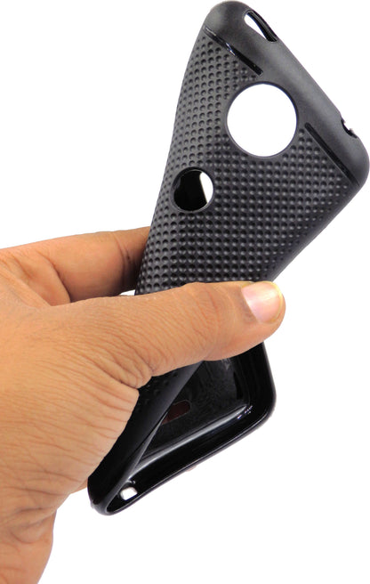 VAKIBO Dotted Design Black Coloured Soft TPU Back Cover Case Suitable for Moto C PLUS