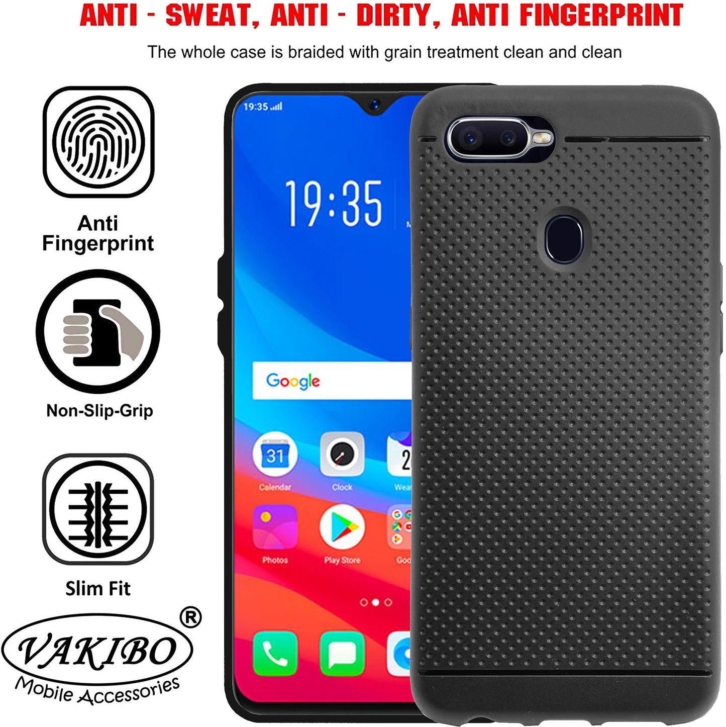 VAKIBO Dotted Design Black Coloured Soft TPU Back Cover Case Suitable for Oppo A12