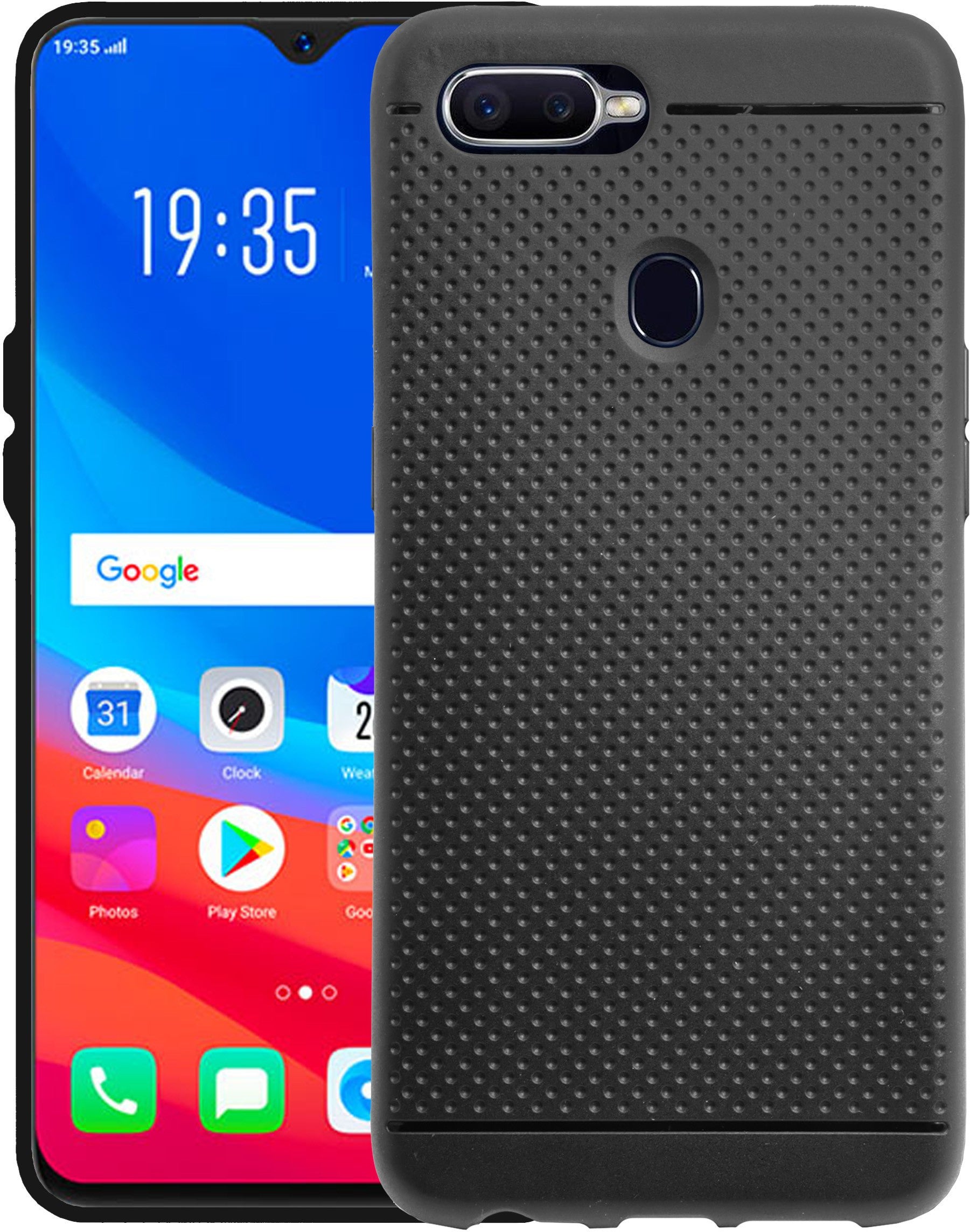 VAKIBO Dotted Design Black Coloured Soft TPU Back Cover Case Suitable for Oppo A12