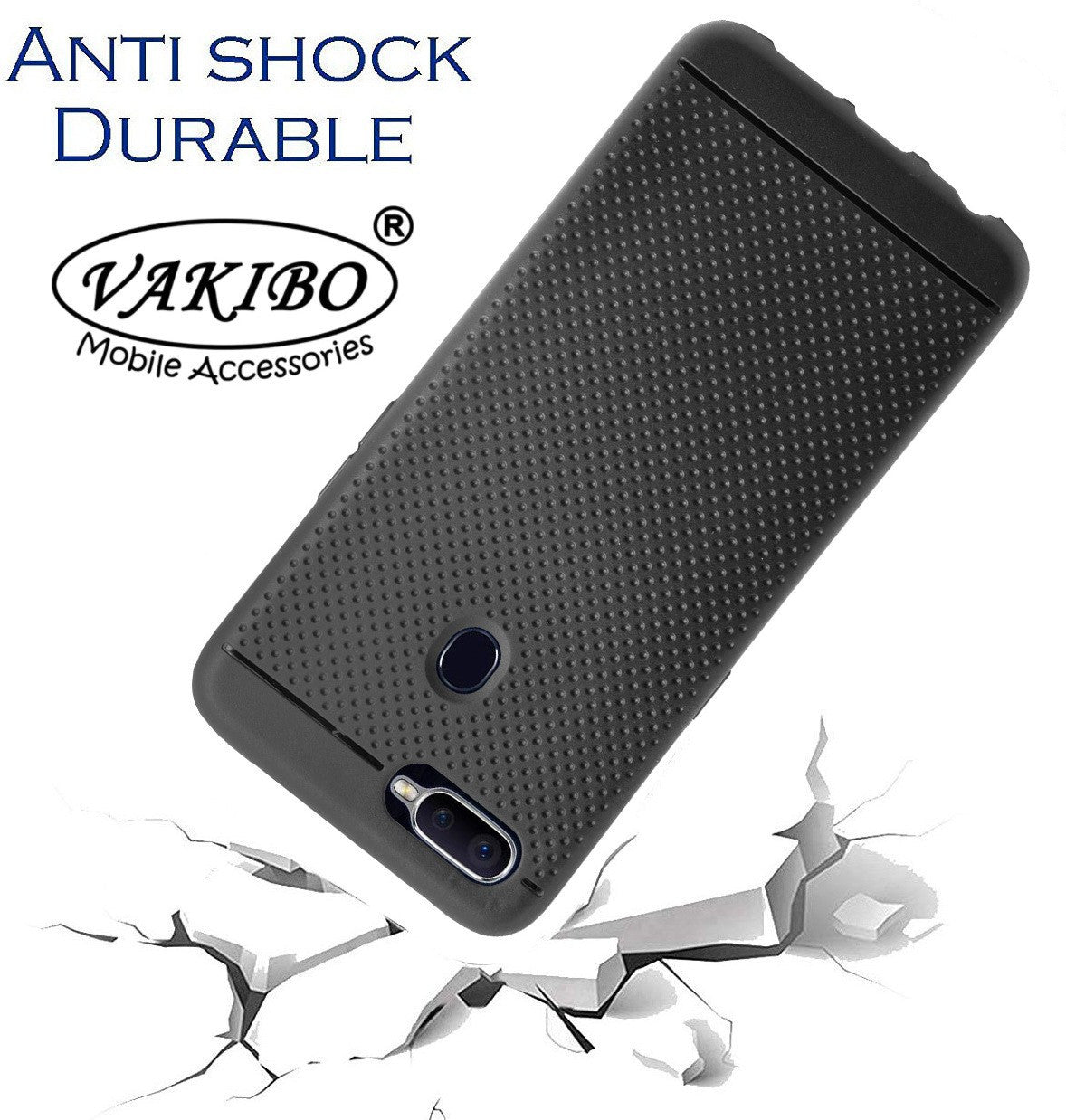 VAKIBO Dotted Design Black Coloured Soft TPU Back Cover Case Suitable for Oppo A12